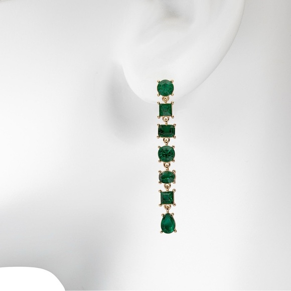 🌿 DRAPER JAMES Rhinestone Drop Earrings, NWT - Picture 2 of 4